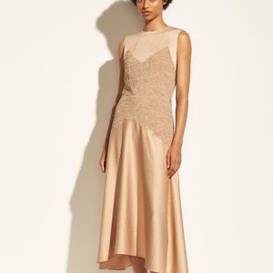 New Vince Lace Applique Satin Skirt